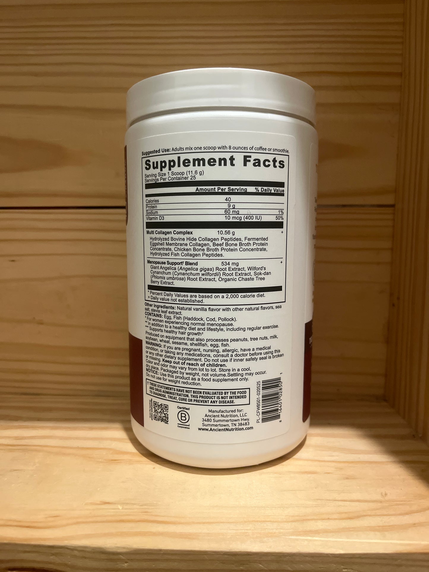 Menopause Support + Collagen Protein Powder Vanilla 10.2 oz