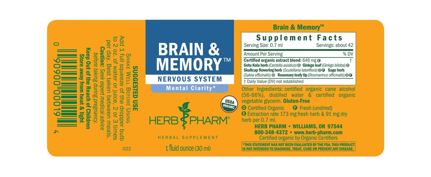 Brain & Memory Liquid Herb Extract - One Life Natural Market NC
