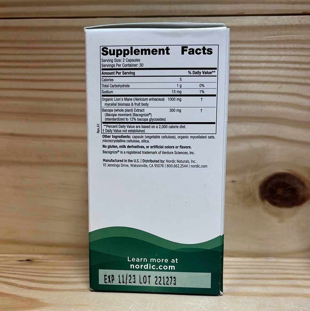 Cognition Mushroom Complex Lion's Mane + Bacopa - One Life Natural Market NC