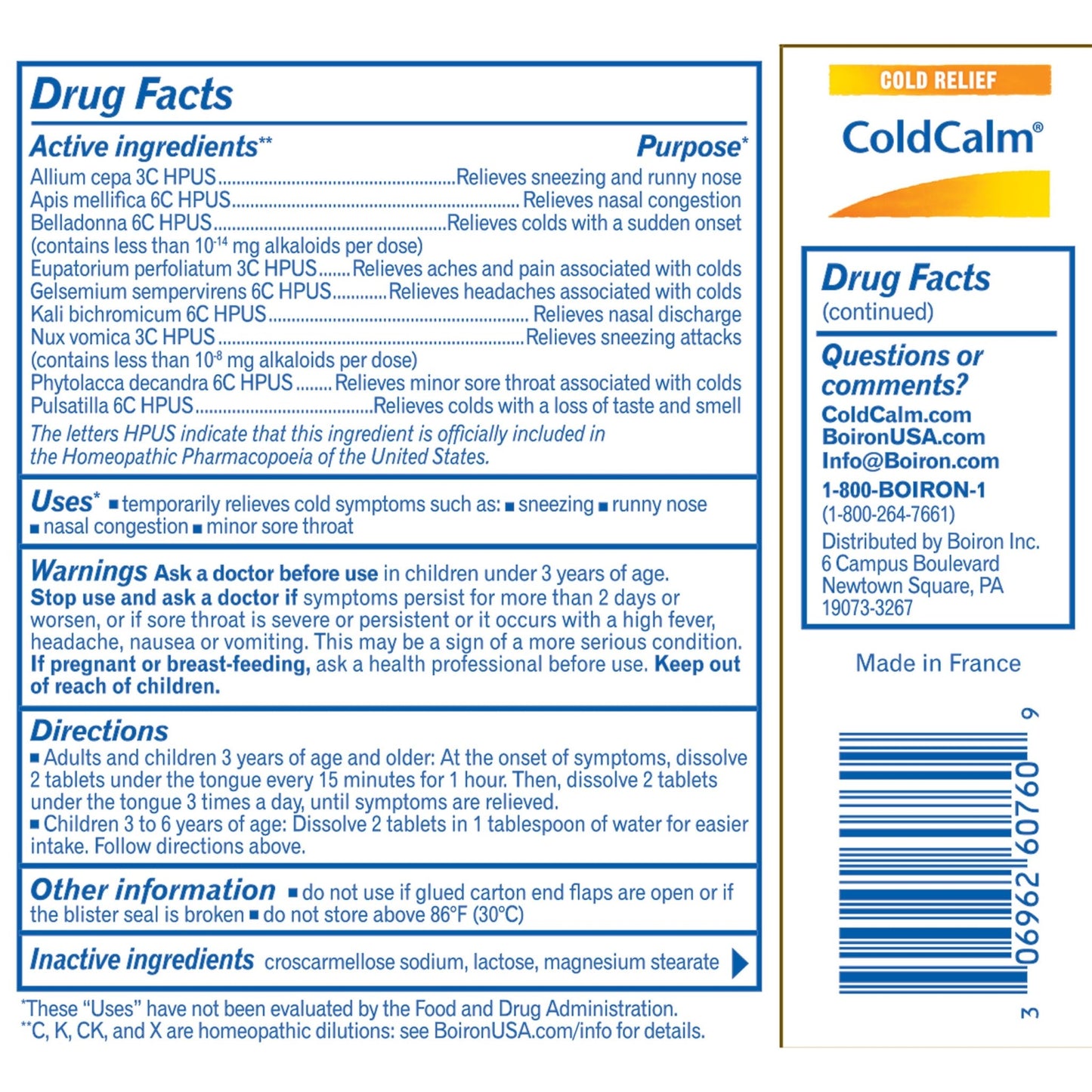 ColdCalm® Tablets Natural Homeopathic Cold Medicine - One Life Natural Market NC