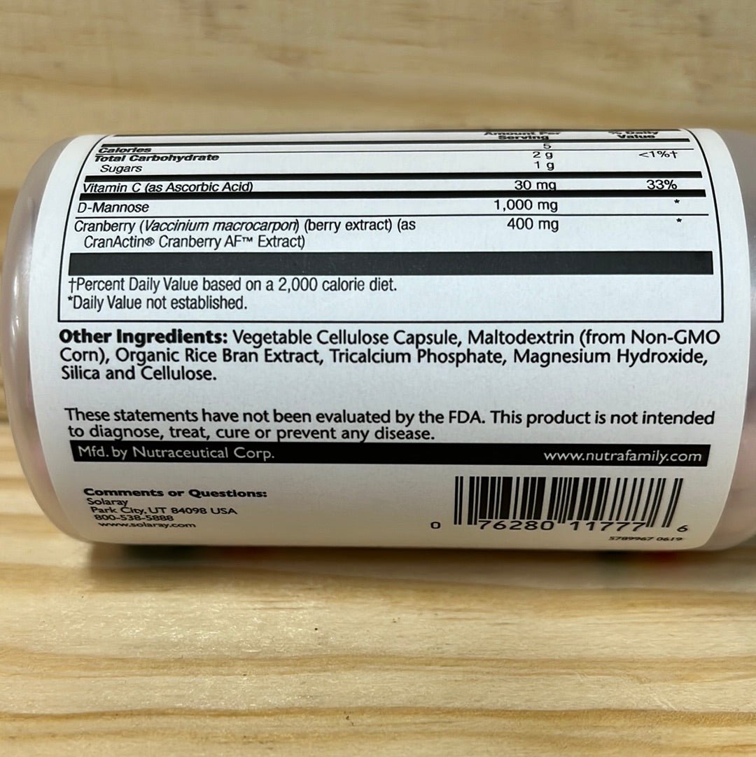 D-Mannose with Cran Actin Natural Urinary Tract Support - One Life Natural Market NC