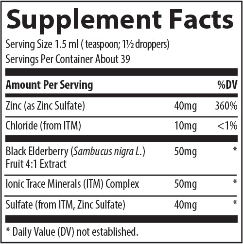 Elderberry + Ionic Zinc Liquid - One Life Natural Market NC
