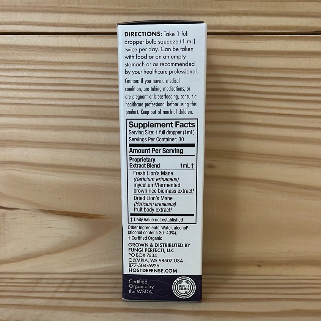 Lion's Mane Extract USDA Organic 1oz - One Life Natural Market NC