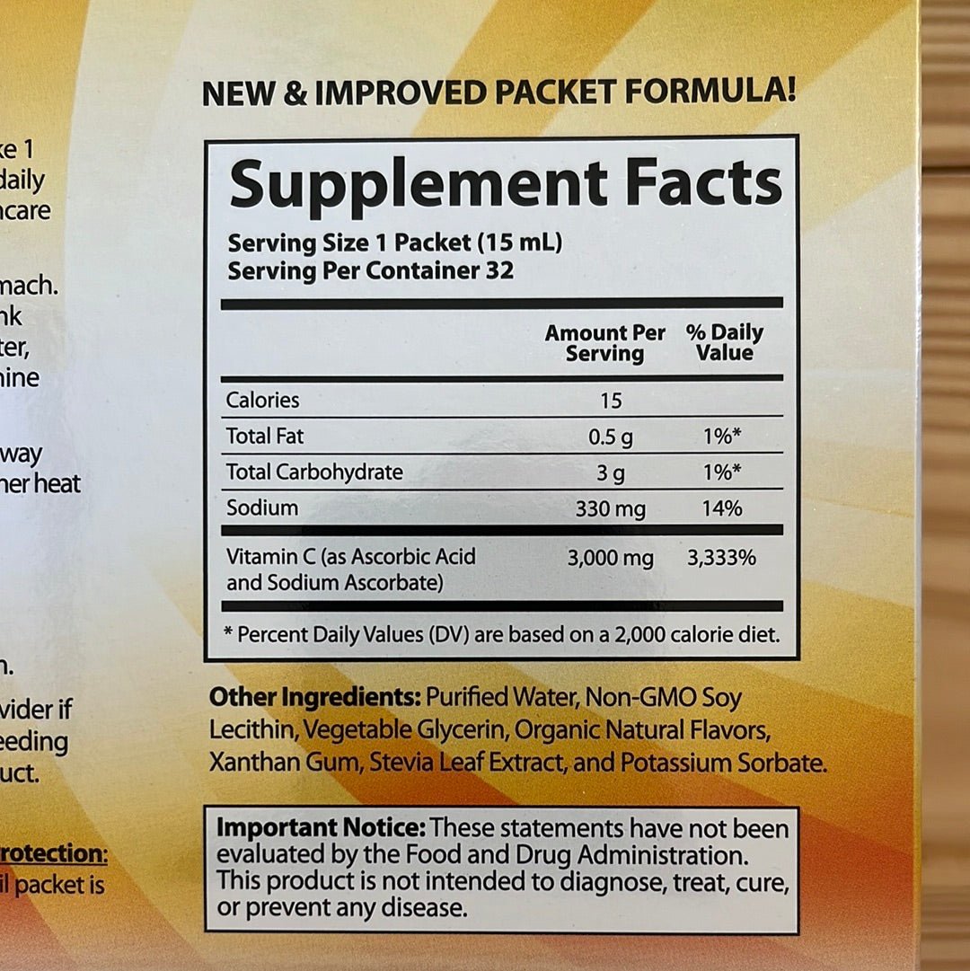 Liposomal Vitamin C 3,000mg 32 Individual Packets - One Life Natural Market NC