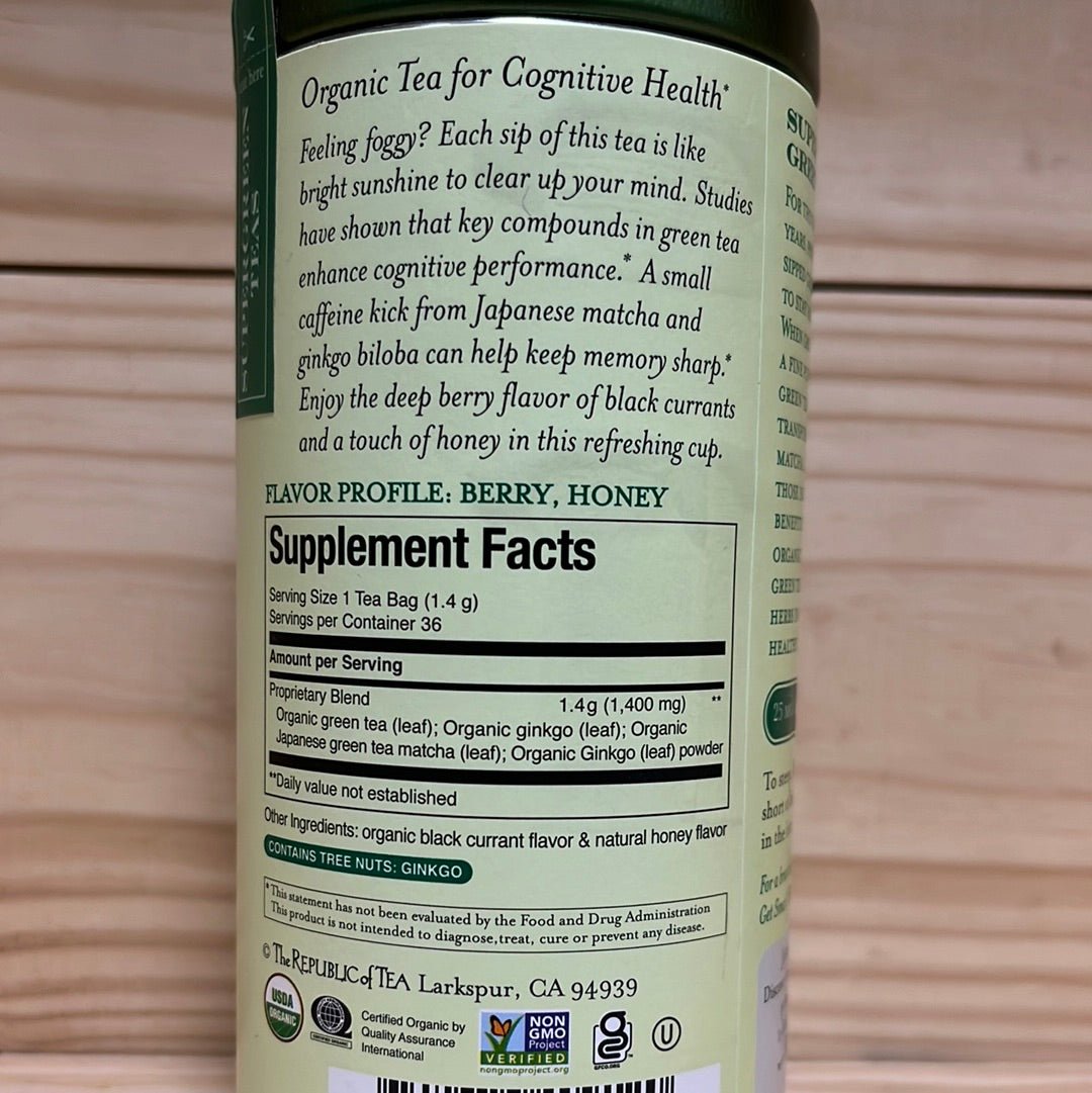 Organic Brain Boost SuperGreen Tea Bags 36ct - One Life Natural Market NC