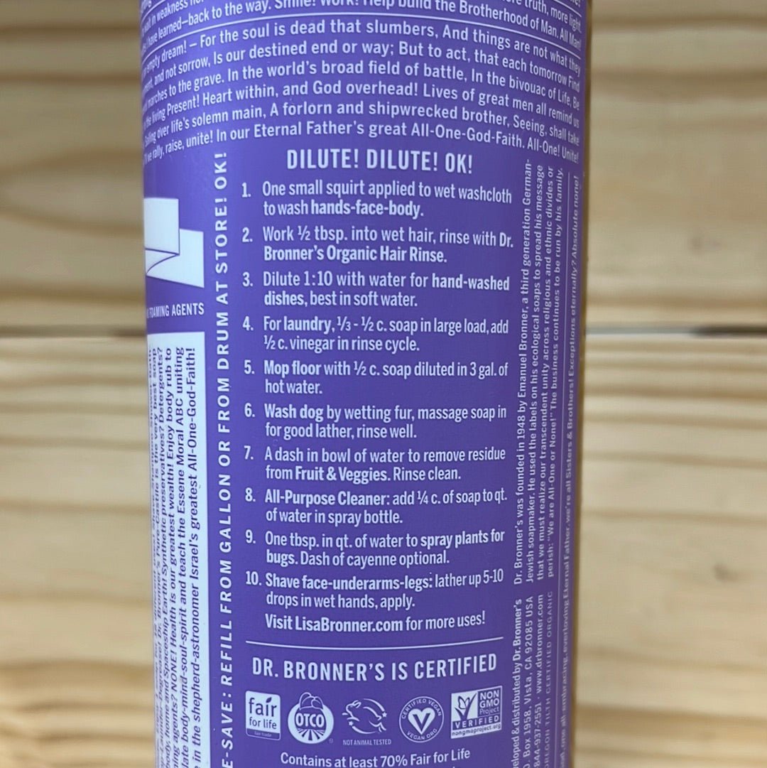 Pure Castile Liquid Soap Lavender - One Life Natural Market NC