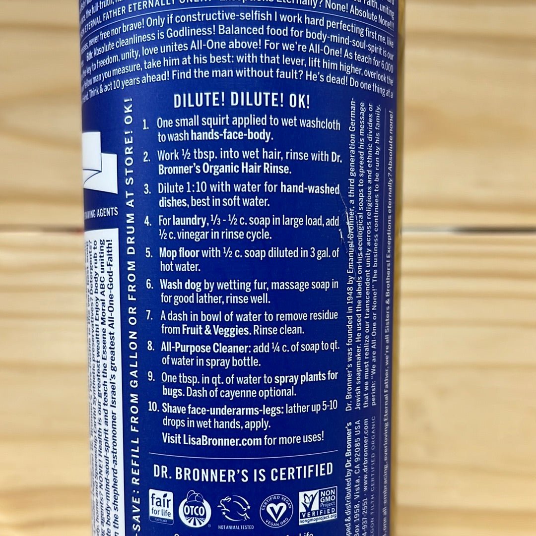 Pure Castile Soap Liquid Peppermint - One Life Natural Market NC