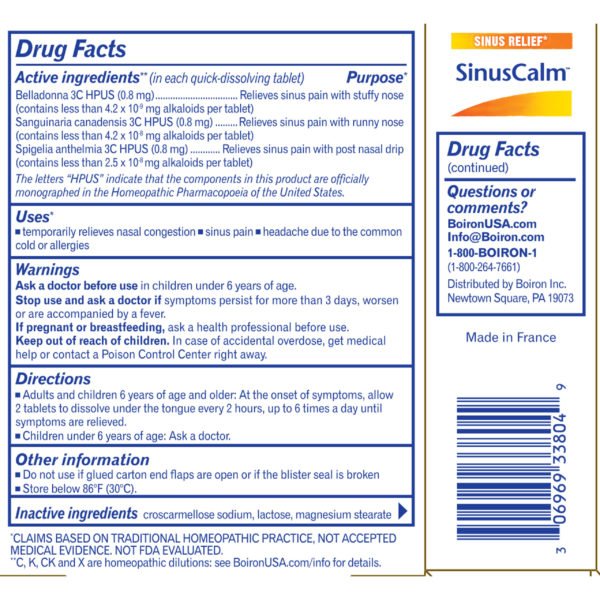 SinusCalm® Tablets Homeopathic Sinus Medicine - One Life Natural Market NC