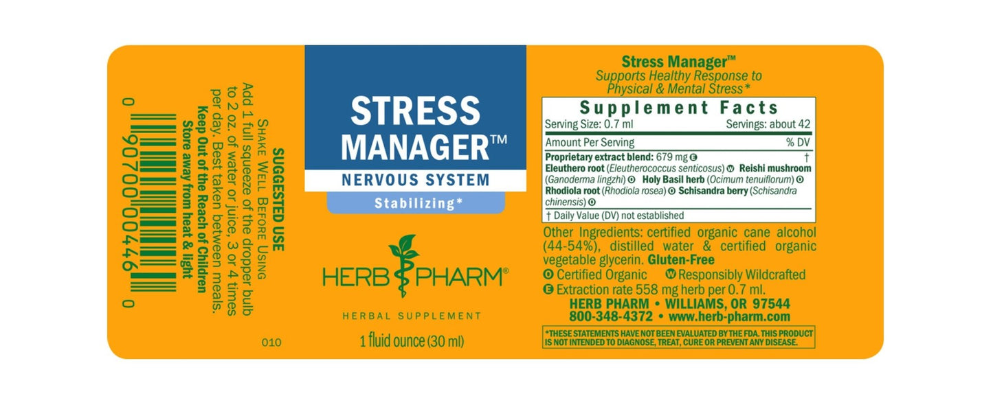 Stress Manager™ Liquid Herbal Extract - One Life Natural Market NC