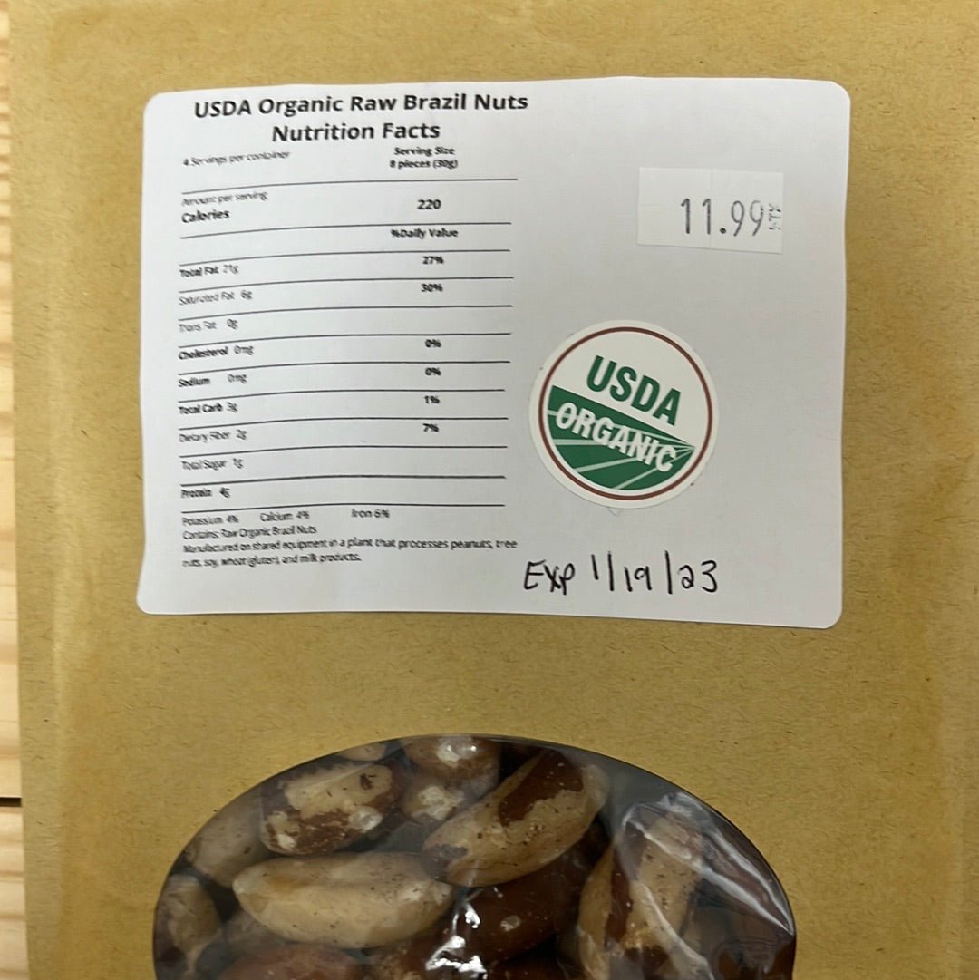 USDA Organic Raw Brazil Nuts Bulk Packaging 8oz - One Life Natural Market NC