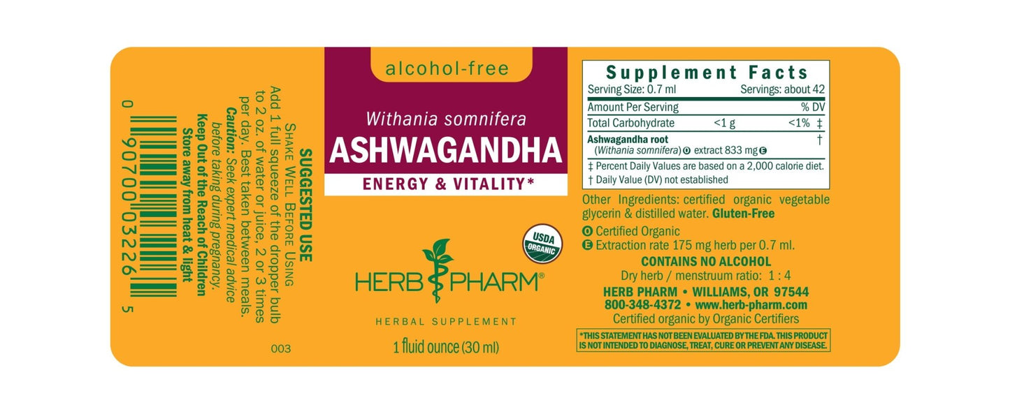 Ashwagandha Liquid Extract Alcohol-Free - One Life Natural Market NC