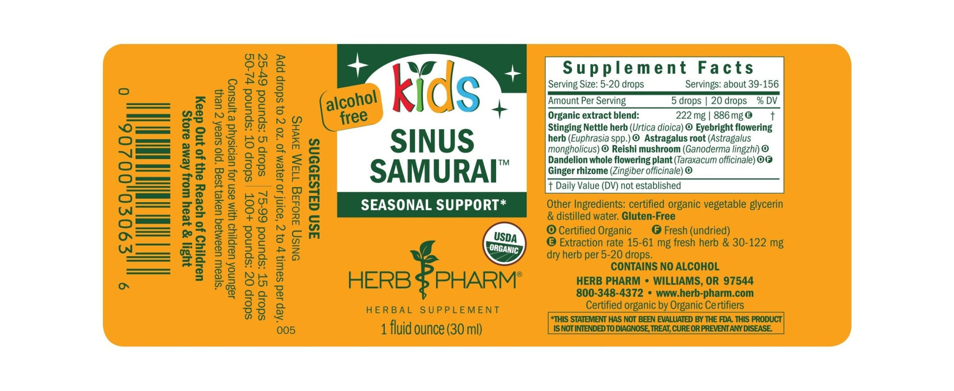 Kids Sinus Samurai Liquid Herb Blend - One Life Natural Market NC