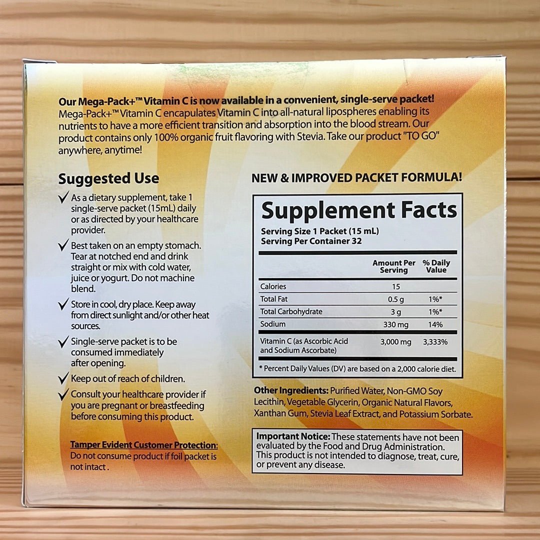 Liposomal Vitamin C 3,000mg 32 Individual Packets - One Life Natural Market NC