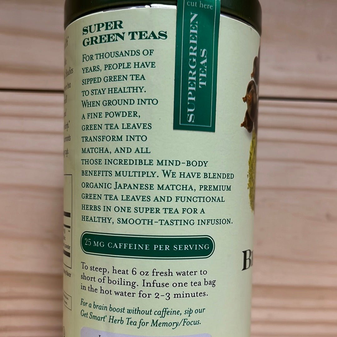 Organic Brain Boost SuperGreen Tea Bags 36ct - One Life Natural Market NC