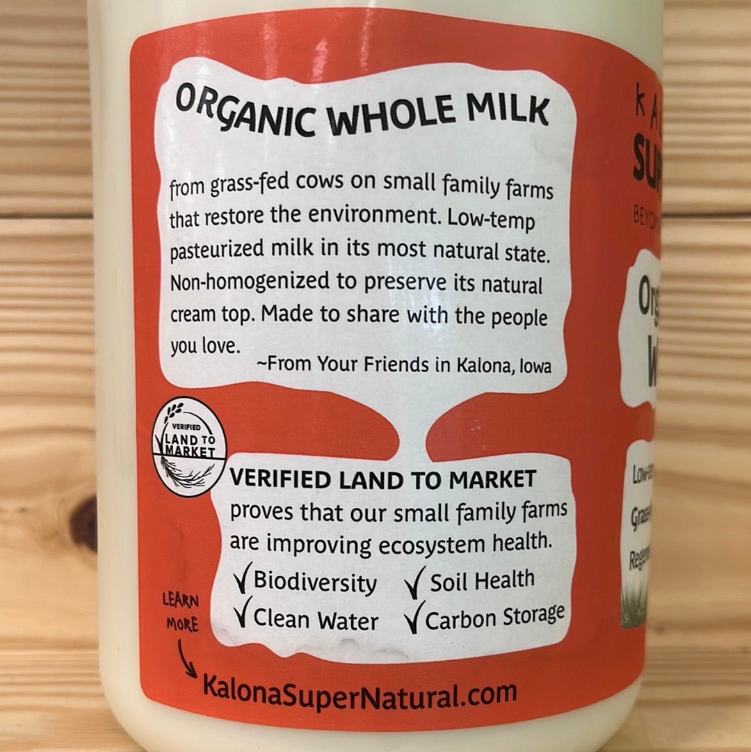 Organic Grass Fed Non-homogenized Cream Top Whole Milk - One Life Natural Market NC