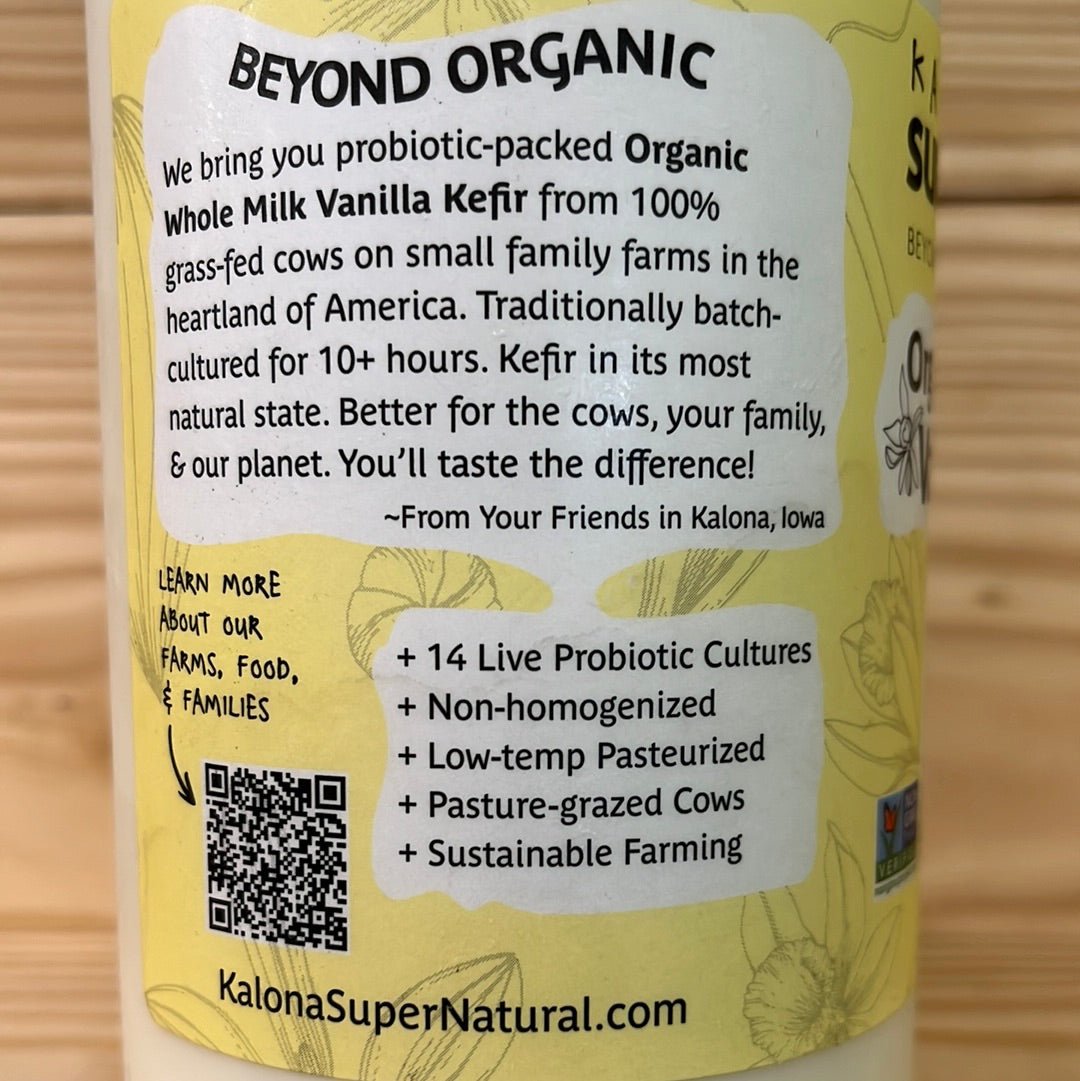 Organic Grass Fed Non-homogenized Whole Milk Vanilla Kefir - One Life Natural Market NC