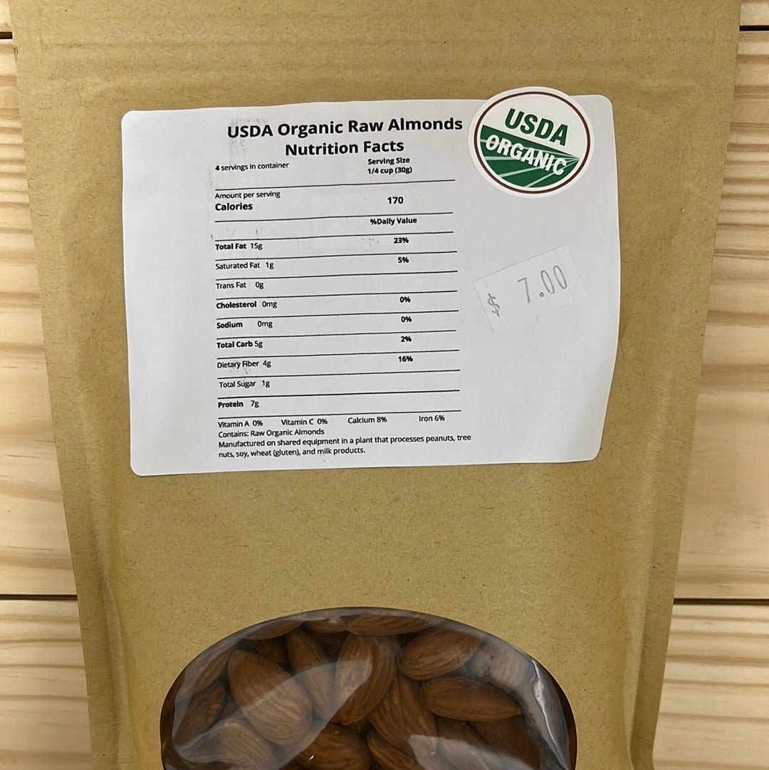 USDA Organic Raw Almonds Bulk Packaging 8oz - One Life Natural Market NC