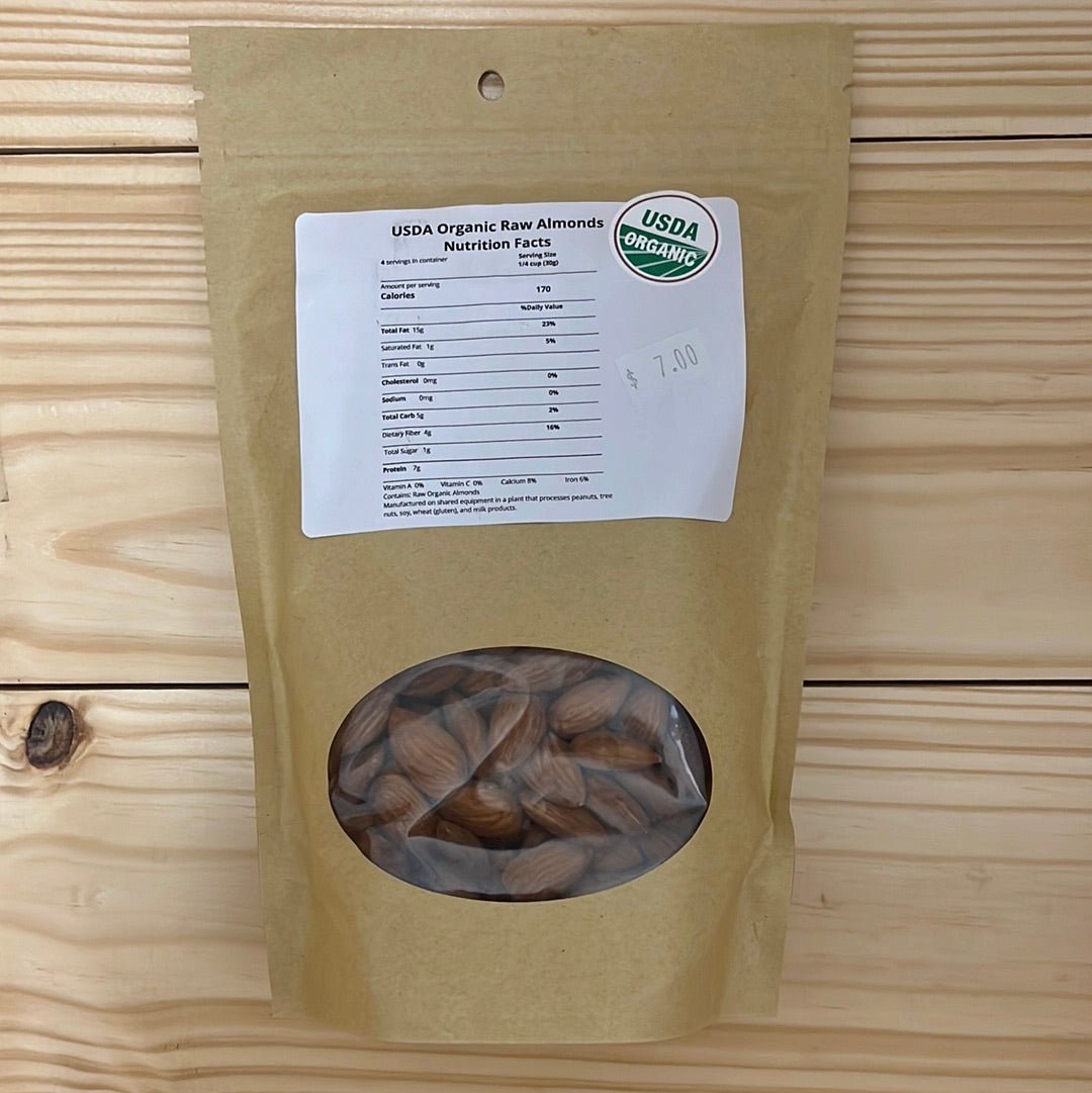 USDA Organic Raw Almonds Bulk Packaging 8oz - One Life Natural Market NC