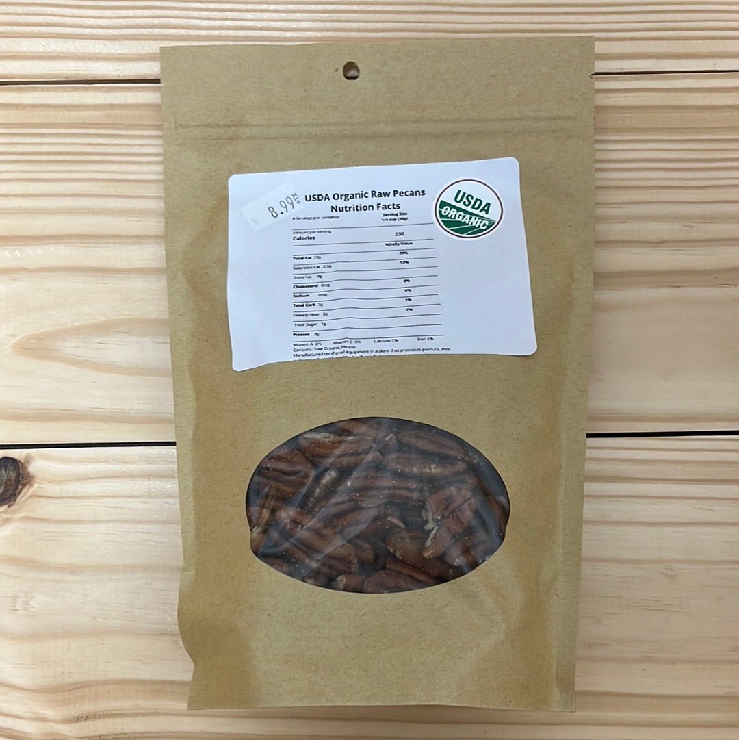 USDA Organic Raw Pecan Halves Bulk Packaging 8oz - One Life Natural Market NC