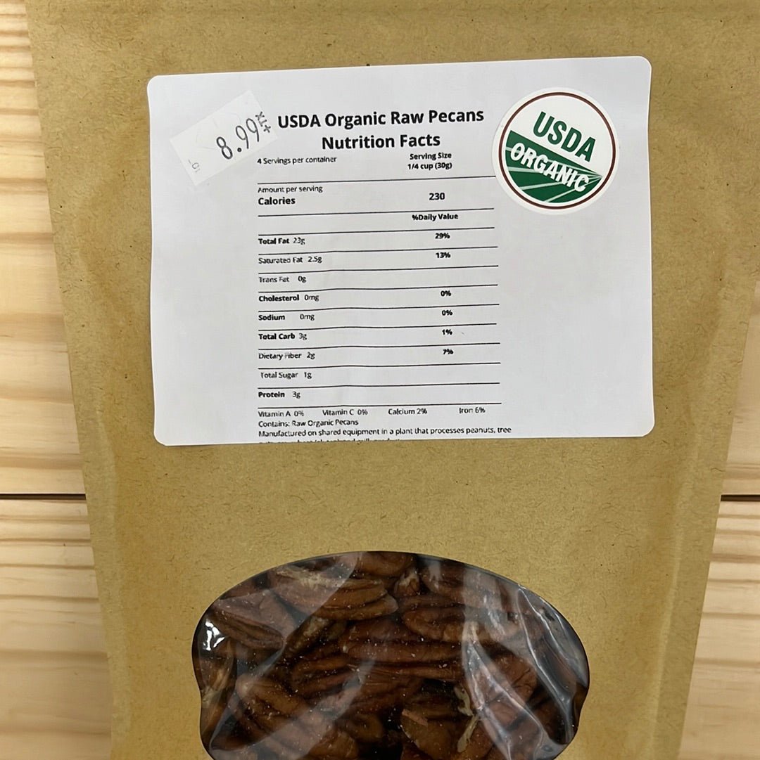 USDA Organic Raw Pecan Halves Bulk Packaging 8oz - One Life Natural Market NC