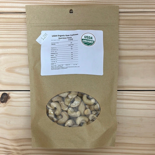 USDA Organic Raw Whole Cashews Unsalted Bulk Packaging 8oz - One Life Natural Market NC